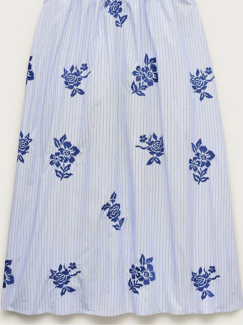 NWT J.Crew Beckett Midi Skirt in embroidered floral stripe - Twin Blue Stripes